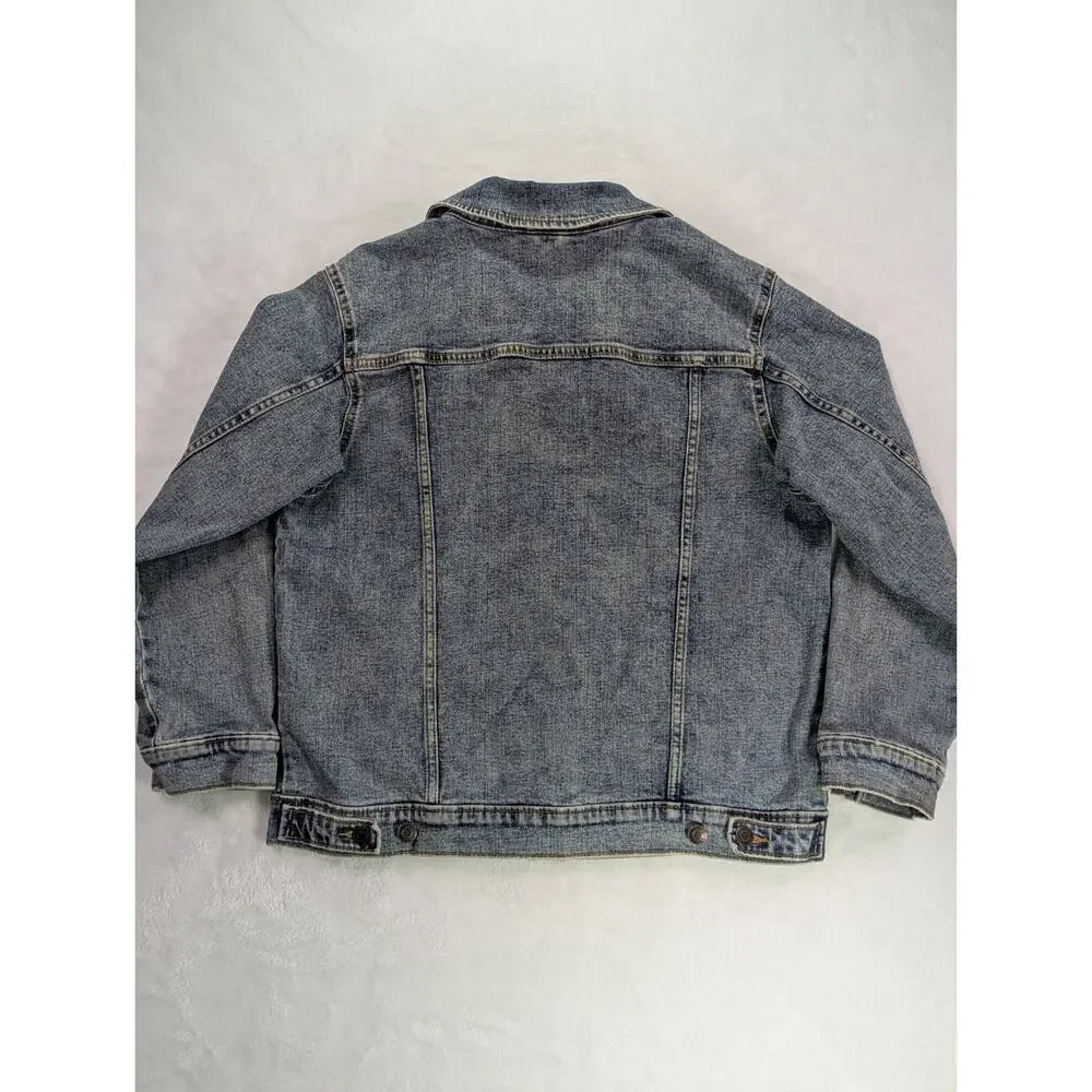 Old Navy Kids XL 14-16 Plus Denim Trucker Jacket Medium Wash Stretch EUC